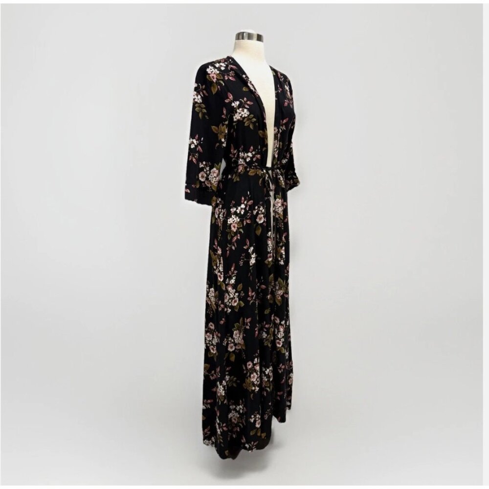 Mia Joy Joyfolie Kathleen Black Floral Duster Long Top‎ Festival Boho Feminine - Picture 3 of 15